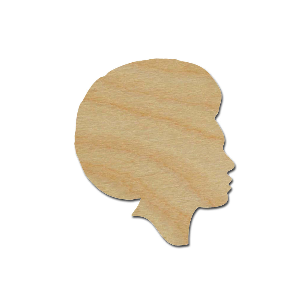 Afro Woman Head Shape Unfinished Wood Cutout African Decor Variety of Sizes Style #2