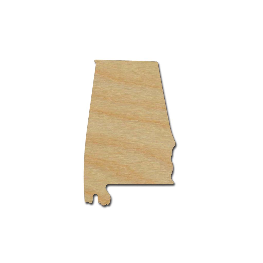 Alabama State Shape Unfinished Wood Craft Cut Out Variety Of Sizes Made In USA