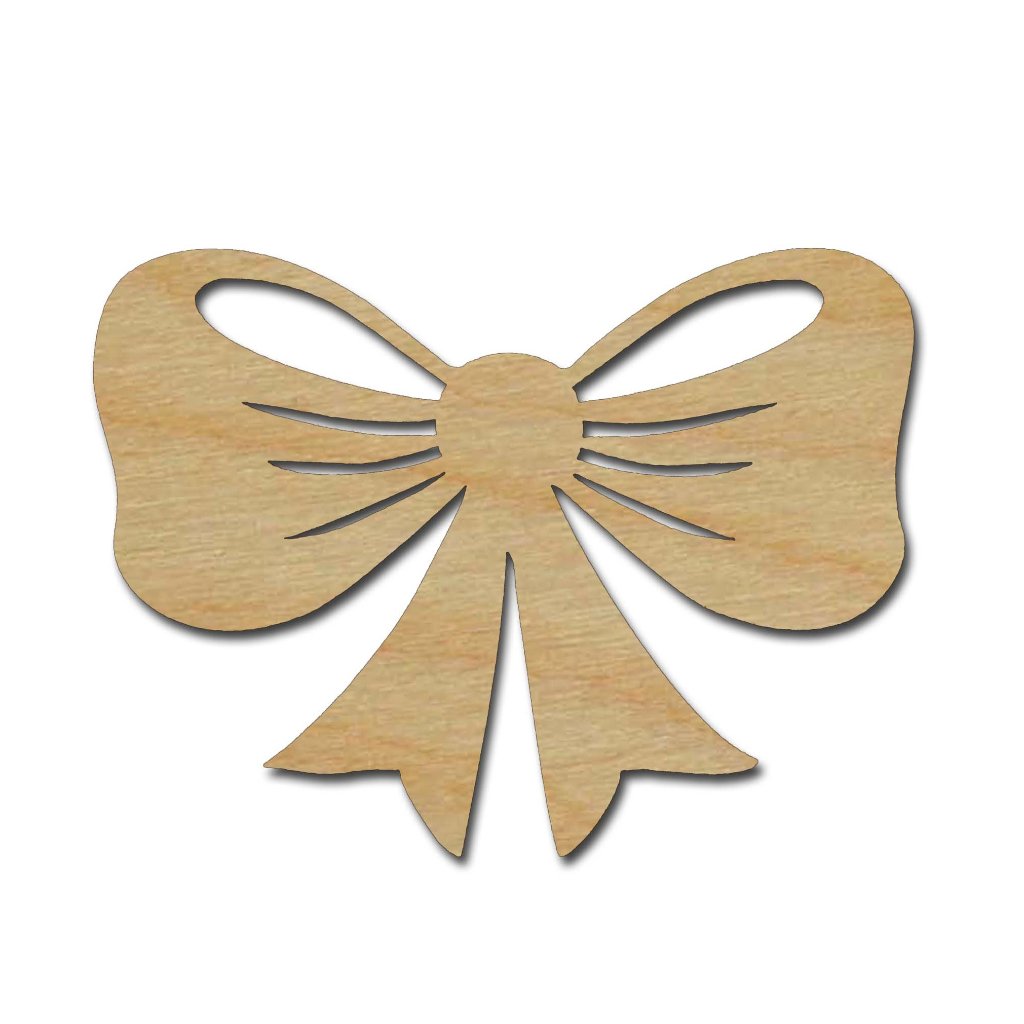 Bow Shape Unfinished Wood Craft Cutout Variety of Sizes