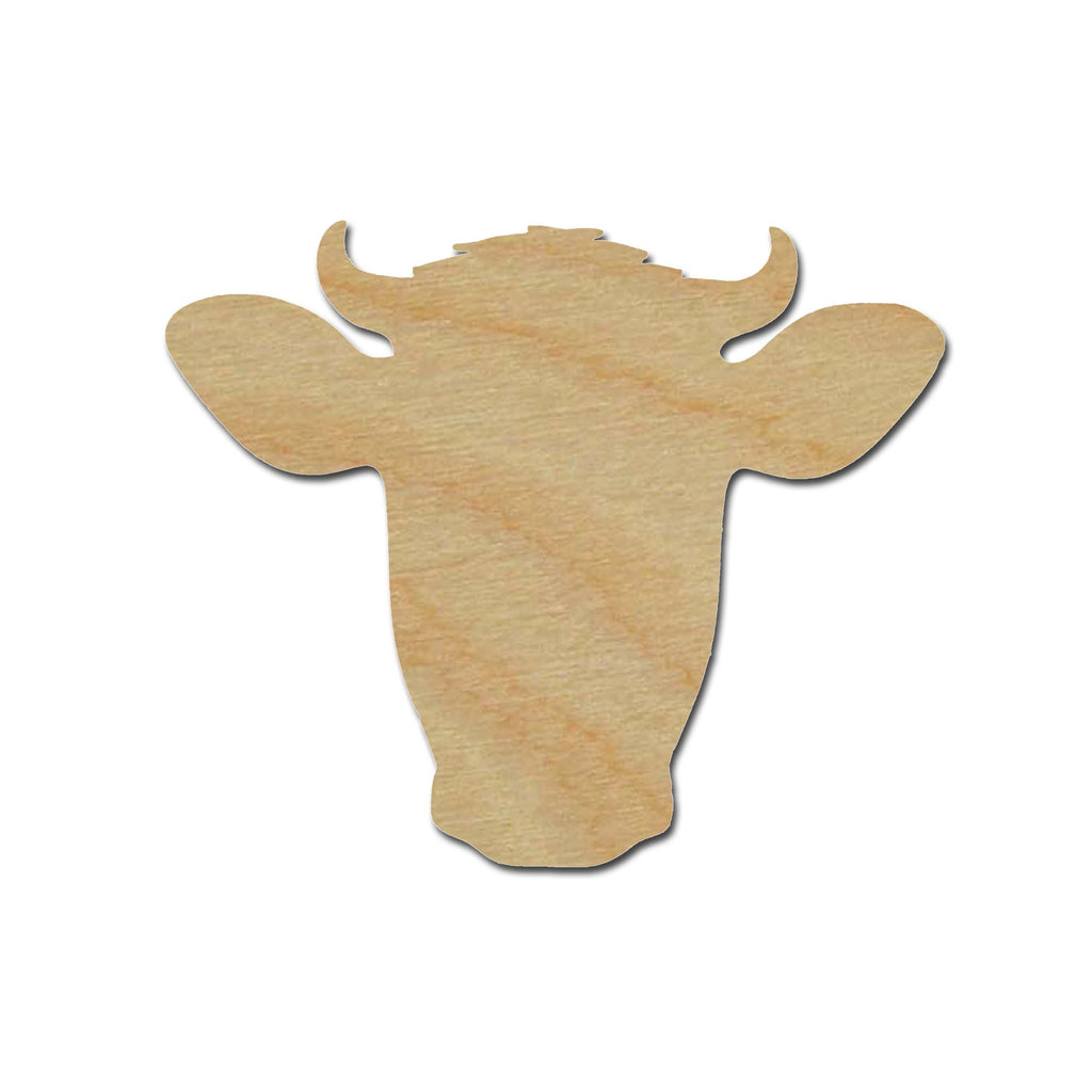 Cow Head Shape Unfinished Wood Animal Cutouts Variety of Sizes Style #1