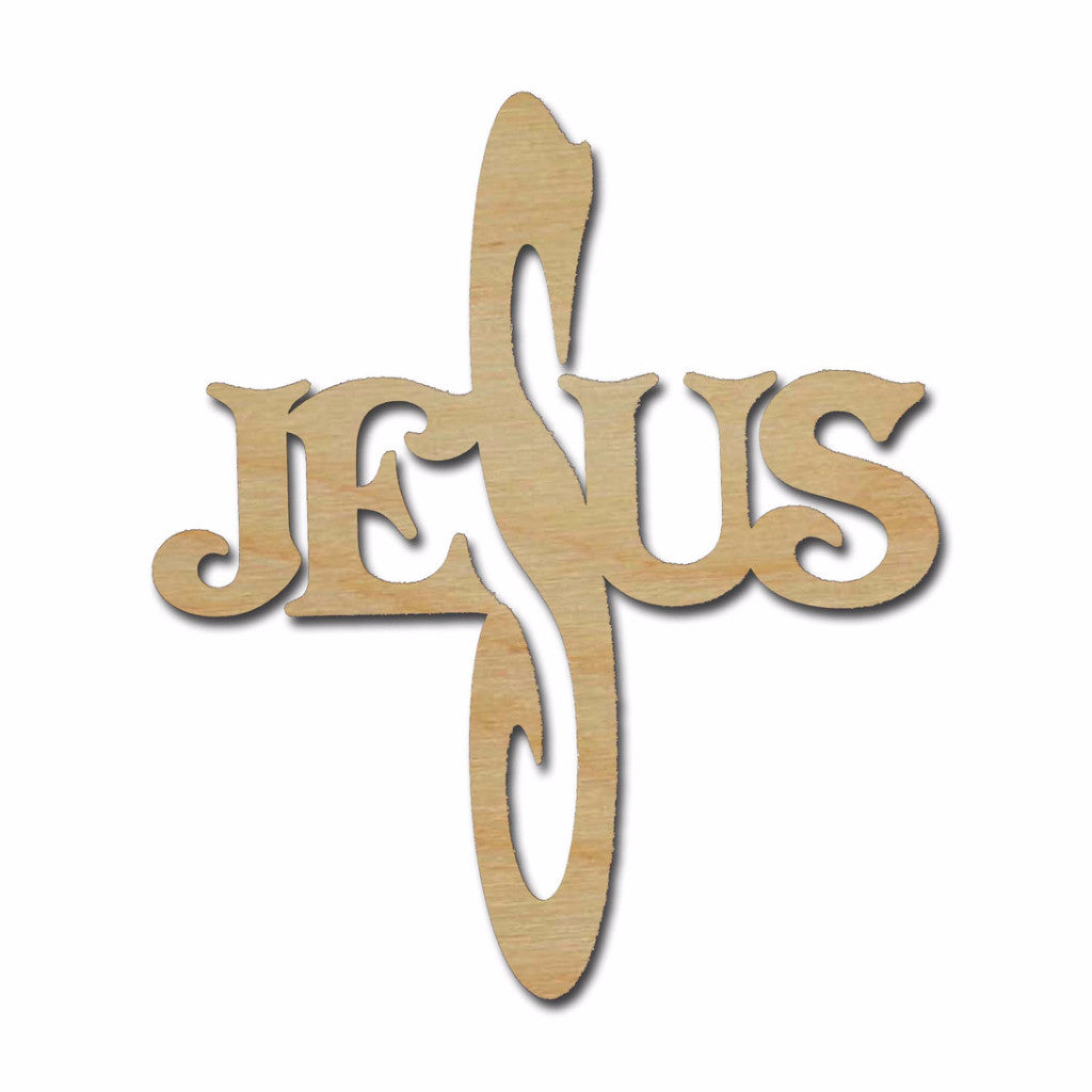 Jesus Unfinished Wood Cross Cutout Variety of Sizes C111 style 2