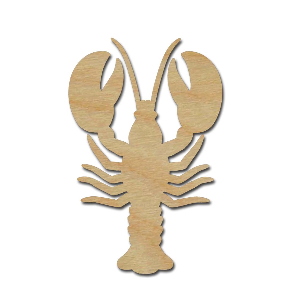 Lobster Shape Unfinished Wood Craft Cutout Variety of Sizes