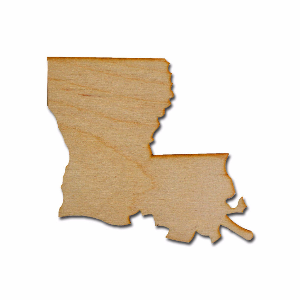 Louisiana State Shape Unfinished Wood Craft Cut Out Variety Of Sizes Made In USA