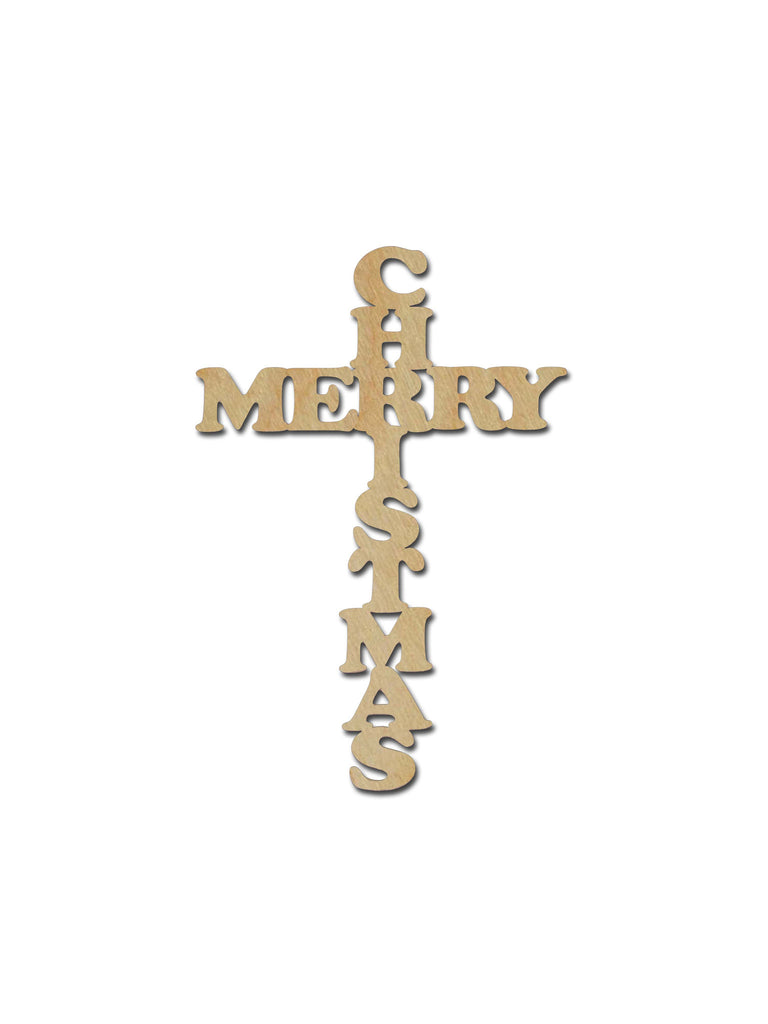 Merry Christmas Cross Unfinished Wood Crosses Variety of Sizes