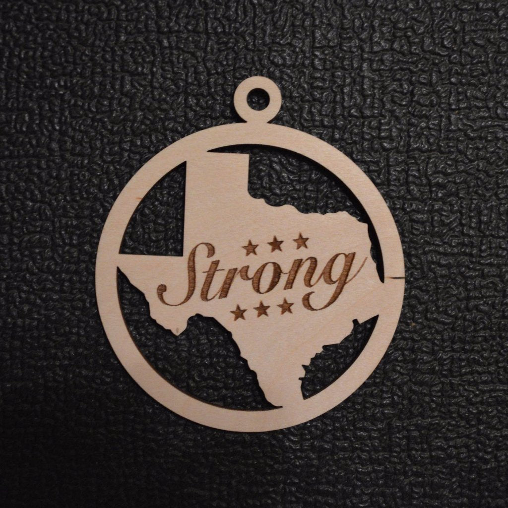 Texas Strong With Stars Engraved Ornament Unfinished Wood Cutout