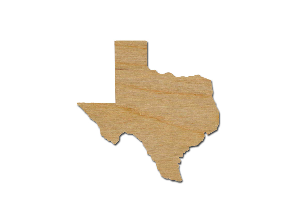 Texas State Shape Unfinished Wood Craft Cut Out Variety Of Sizes Made In USA