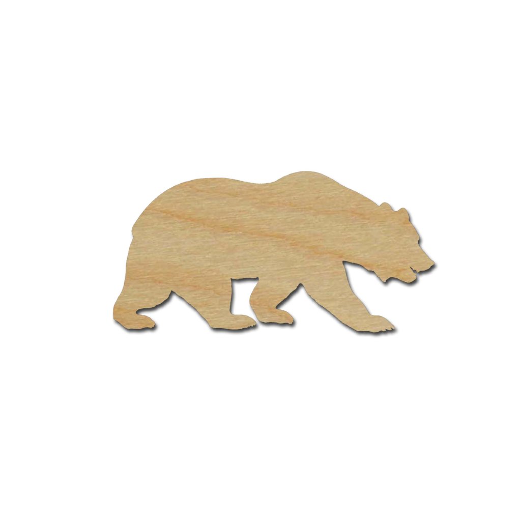 California Grizzly Bear Shape Unfinished Wood Animal Cutouts Variety of Sizes