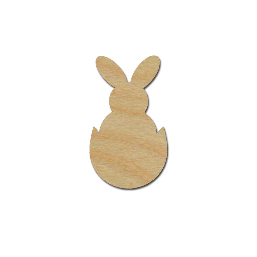 Easter Bunny in Egg Shape Unfinished Wood Craft Cutout Variety of Sizes