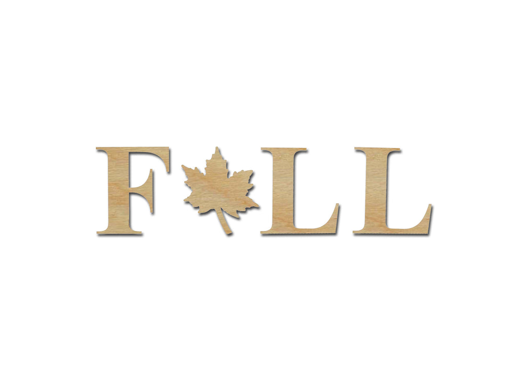 Fall Wood Letters With Maple Leaf Unfinished Wood Cutout
