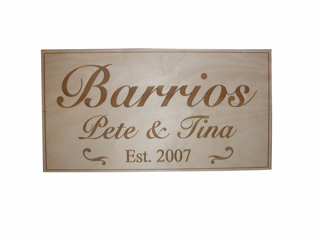 Family Name Engraved Wood Plaque