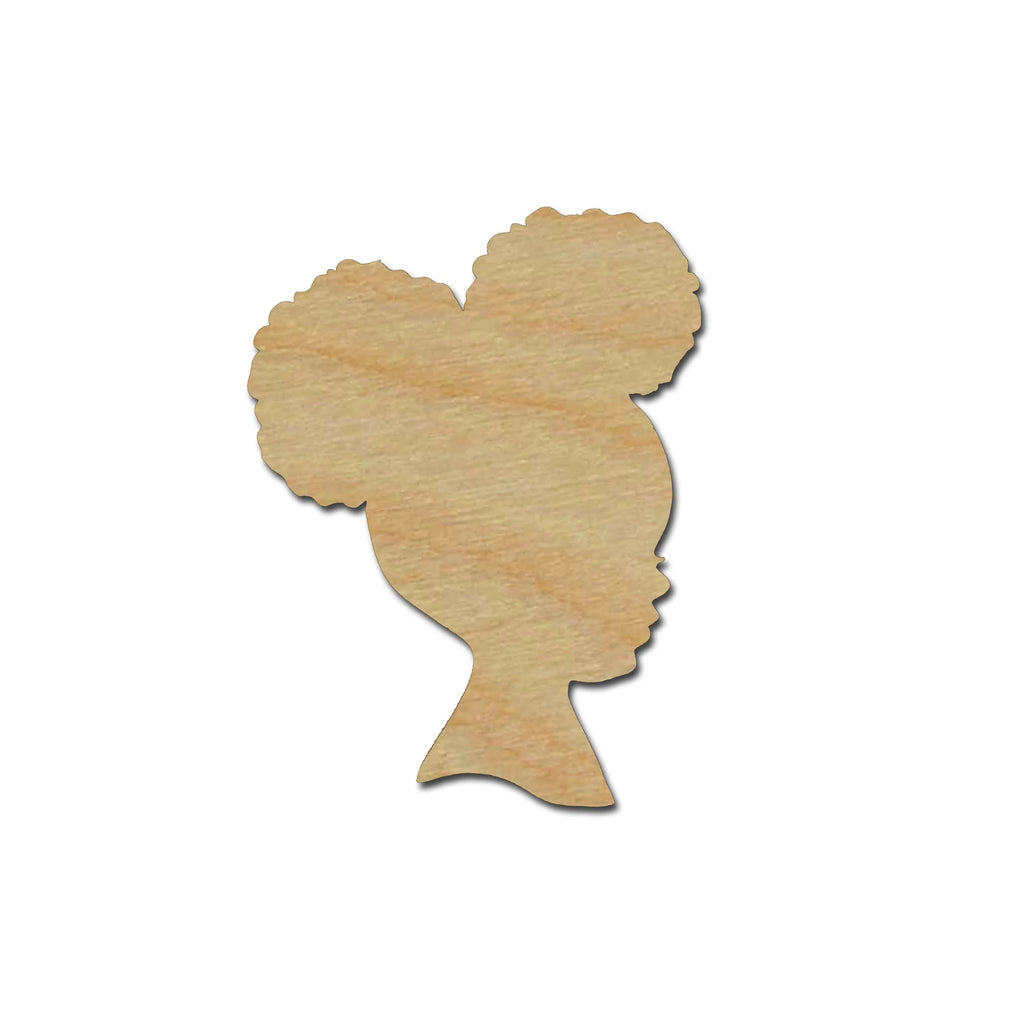 Afro Girl Head Shape Unfinished Wood Cutout African Decor Variety of Sizes Style #5