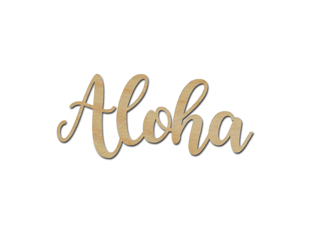 Aloha Word Unfinished Wood Cutout Connected Wooden Letters