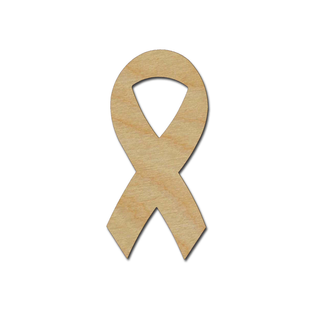 Ribbon Shape Unfinished Wood Cutout Breast Cancer Ribbons Variety of Sizes