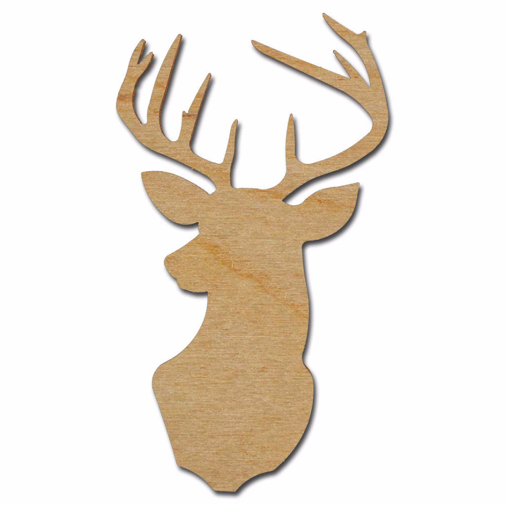 Deer Buck Mount Shape Unfinished Wood Cut Out Variety of Sizes