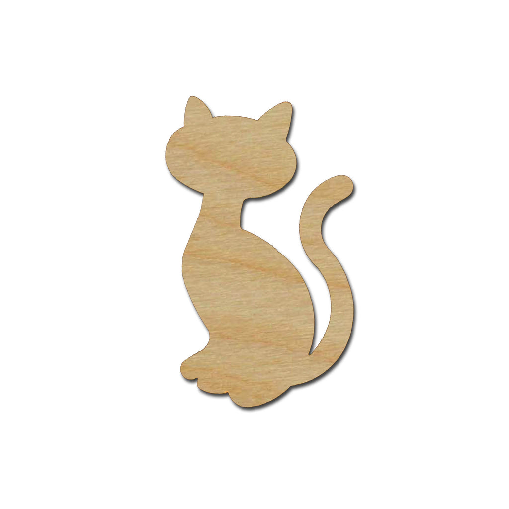 Cat Shape Unfinished Wood Cutouts Animal Crafts Variety of Sizes
