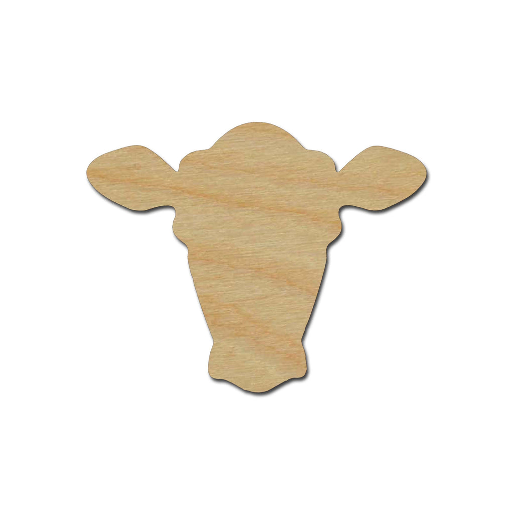 Cow Head Shape Unfinished Wood Animal Cutouts Variety of Sizes Style #3