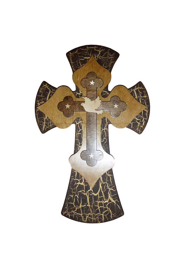 Dove Cross Decorative Wooden Layered Wall Crosses 15" Inch Tall Artistic Craft Supply