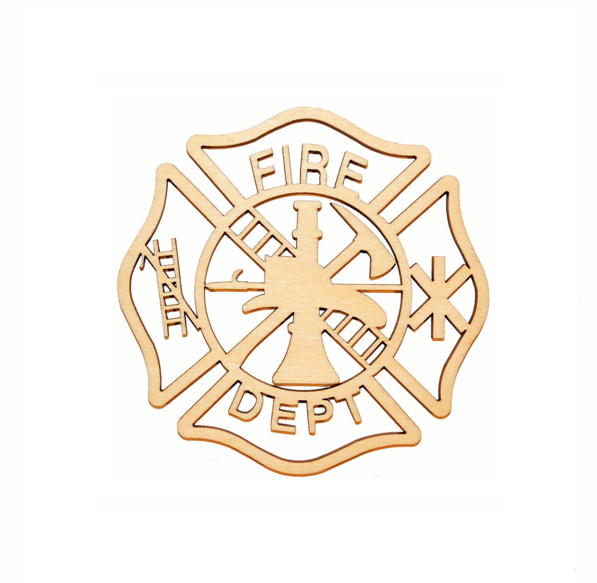 Fireman Maltese Cross Wood Cutout