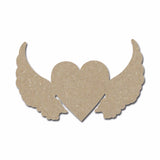 Heart With Wings Unfinished Wood MDF Cutout