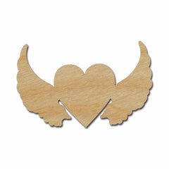 Heart With Wings Unfinished Wood Cutout