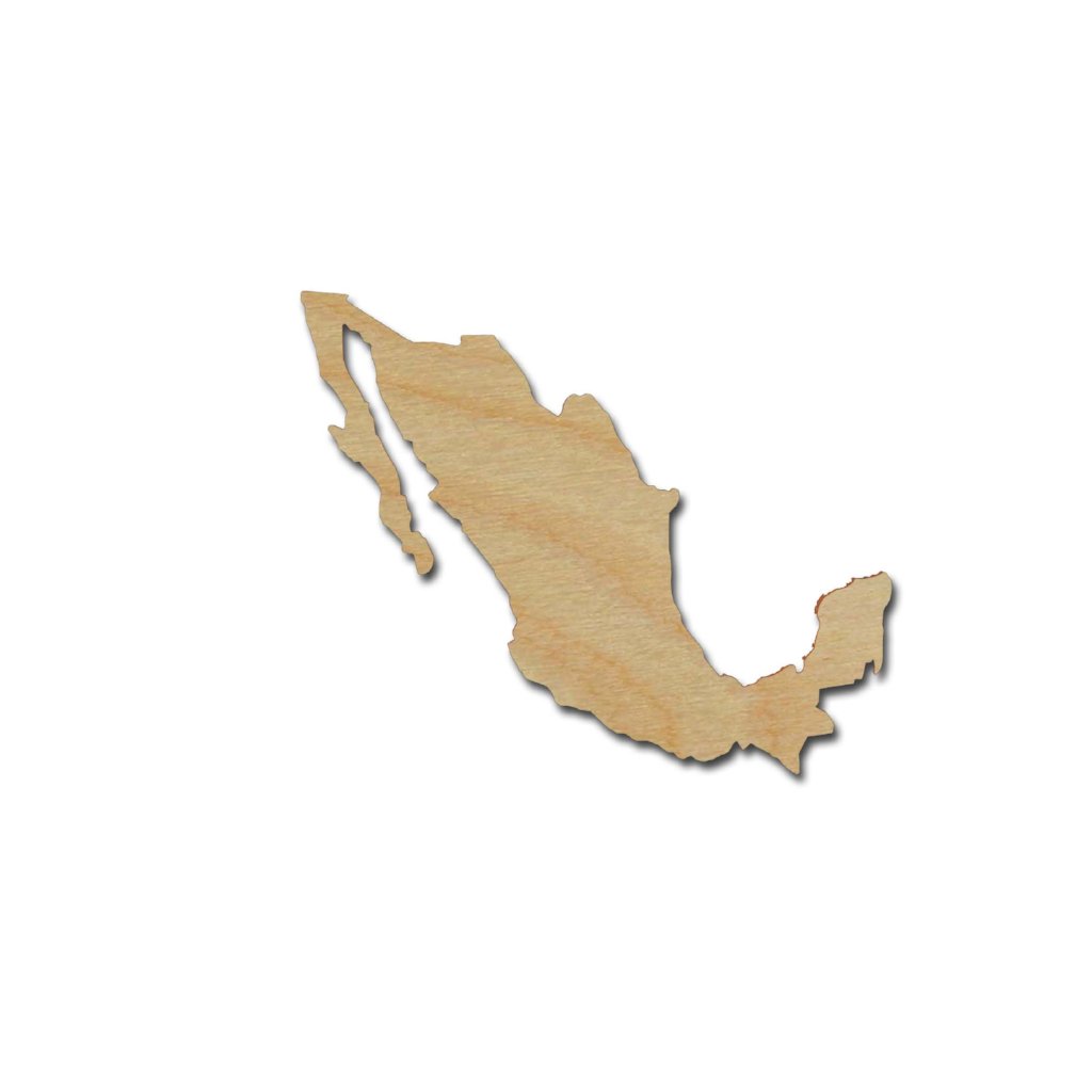 Mexico Country Shape Unfinished Wood Cutout Variety of Sizes