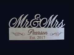 Mr & Mrs Wedding Wood Sign