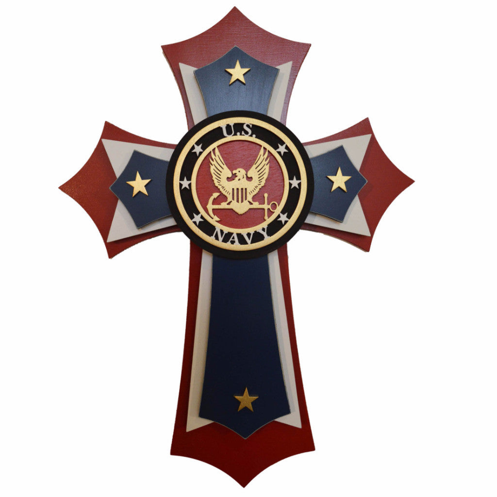 US Navy Wood Cross Military Decorative Wall Crosses 15" Inch Tall Artistic Craft Supply