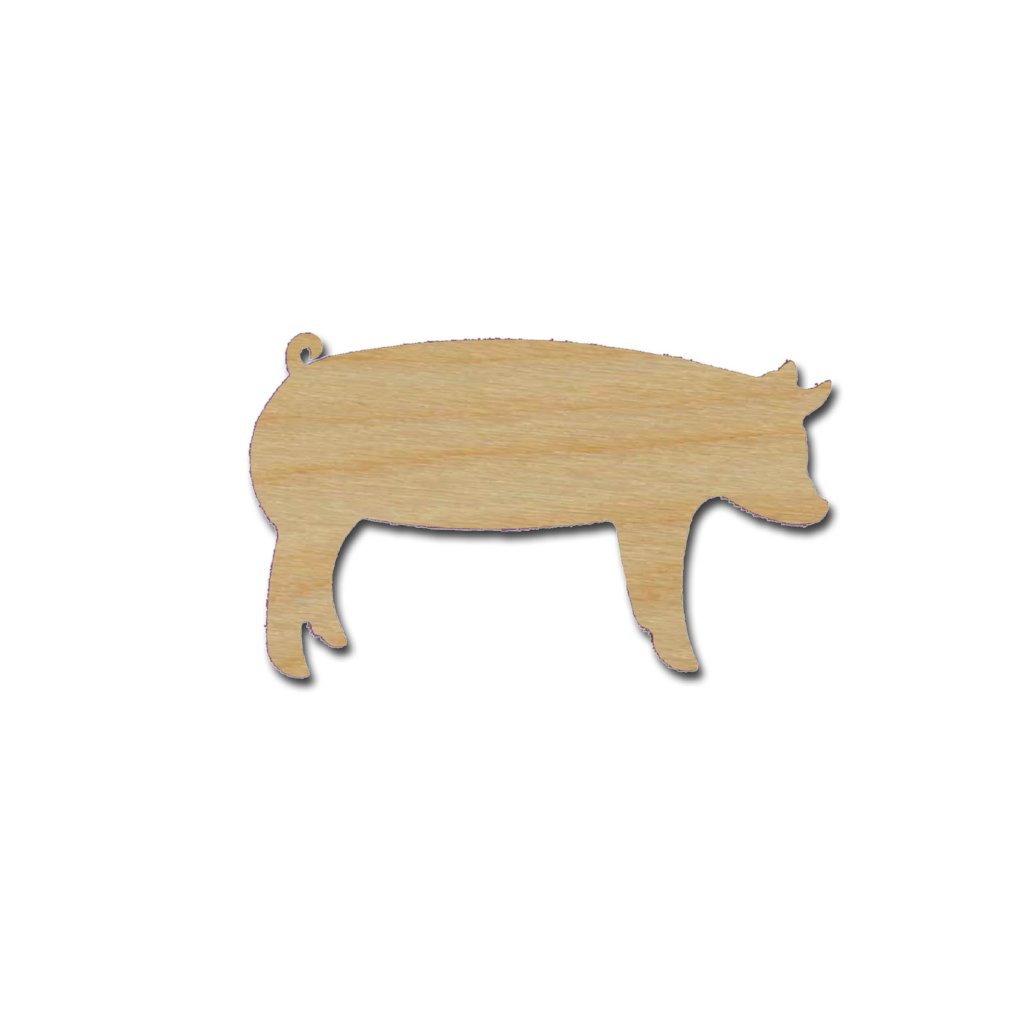 Pig Shape Unfinished Wood Animal Cutouts Variety of Sizes