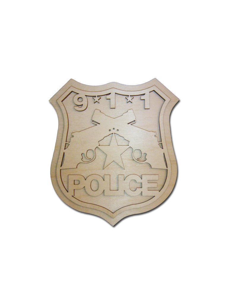 Police Badge Unfinished Wood Cutout
