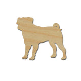 Pug Dog Shape Unfinished Wood Cutouts Animal Crafts Variety of Sizes
