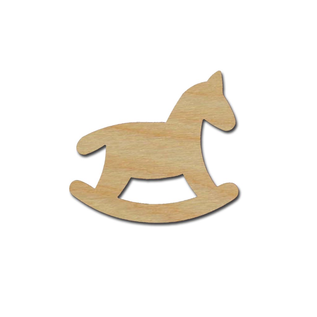 Rocking Horse Shape Unfinished Wood DIY Craft Cutouts Variety of Sizes
