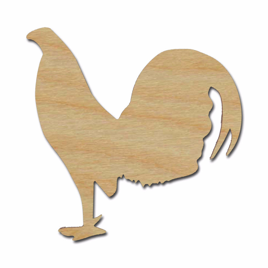 Fighting Rooster Shape Unfinished Wood Craft Shapes Variety of Sizes