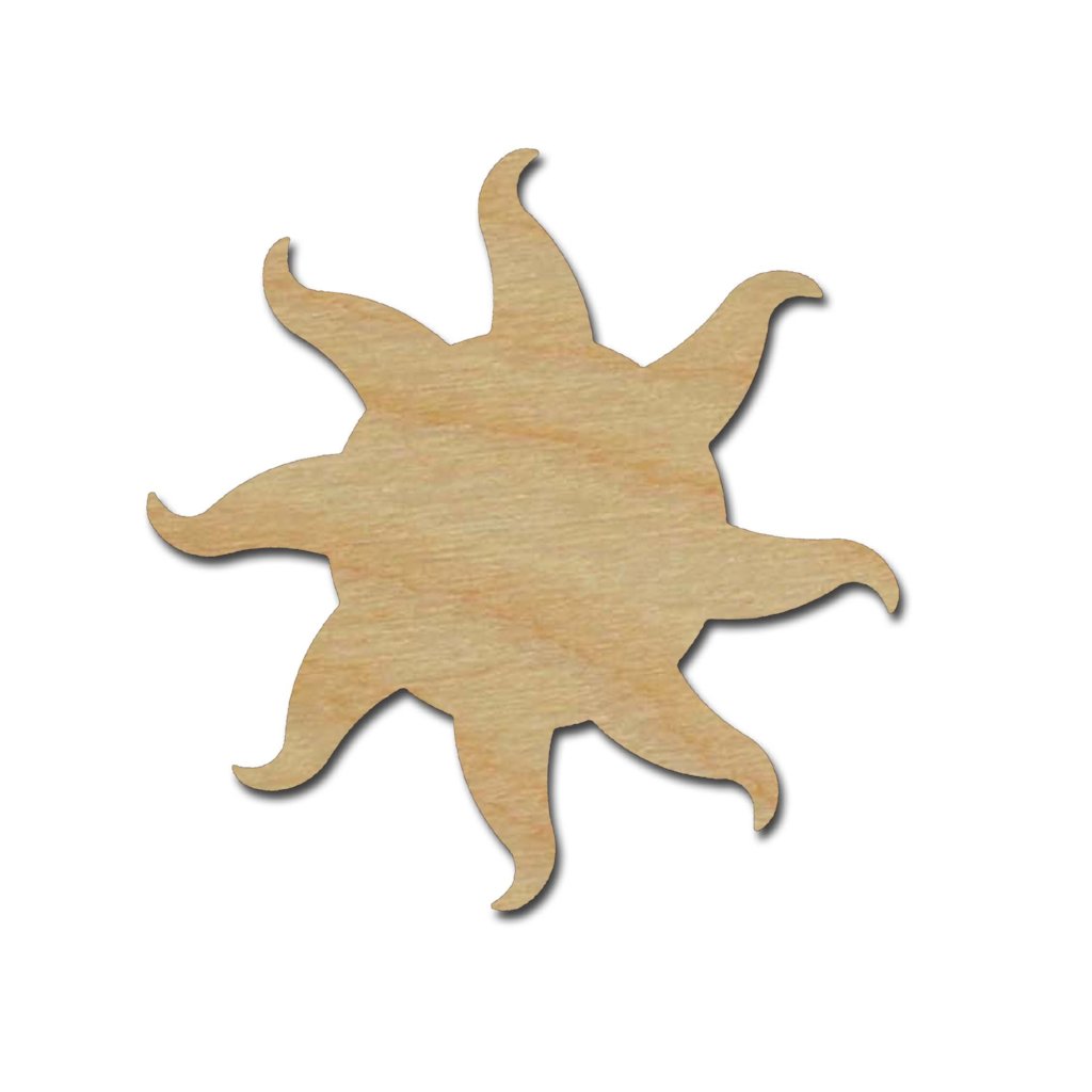 Sun Shape Unfinished Wood Cutout Beach Theme Variety of Sizes