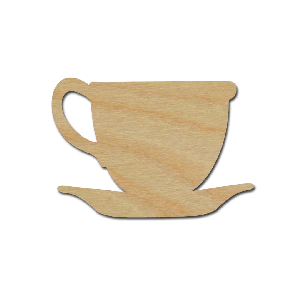 Tea Cup Shape Unfinished Wood Craft Shapes Variety of Sizes
