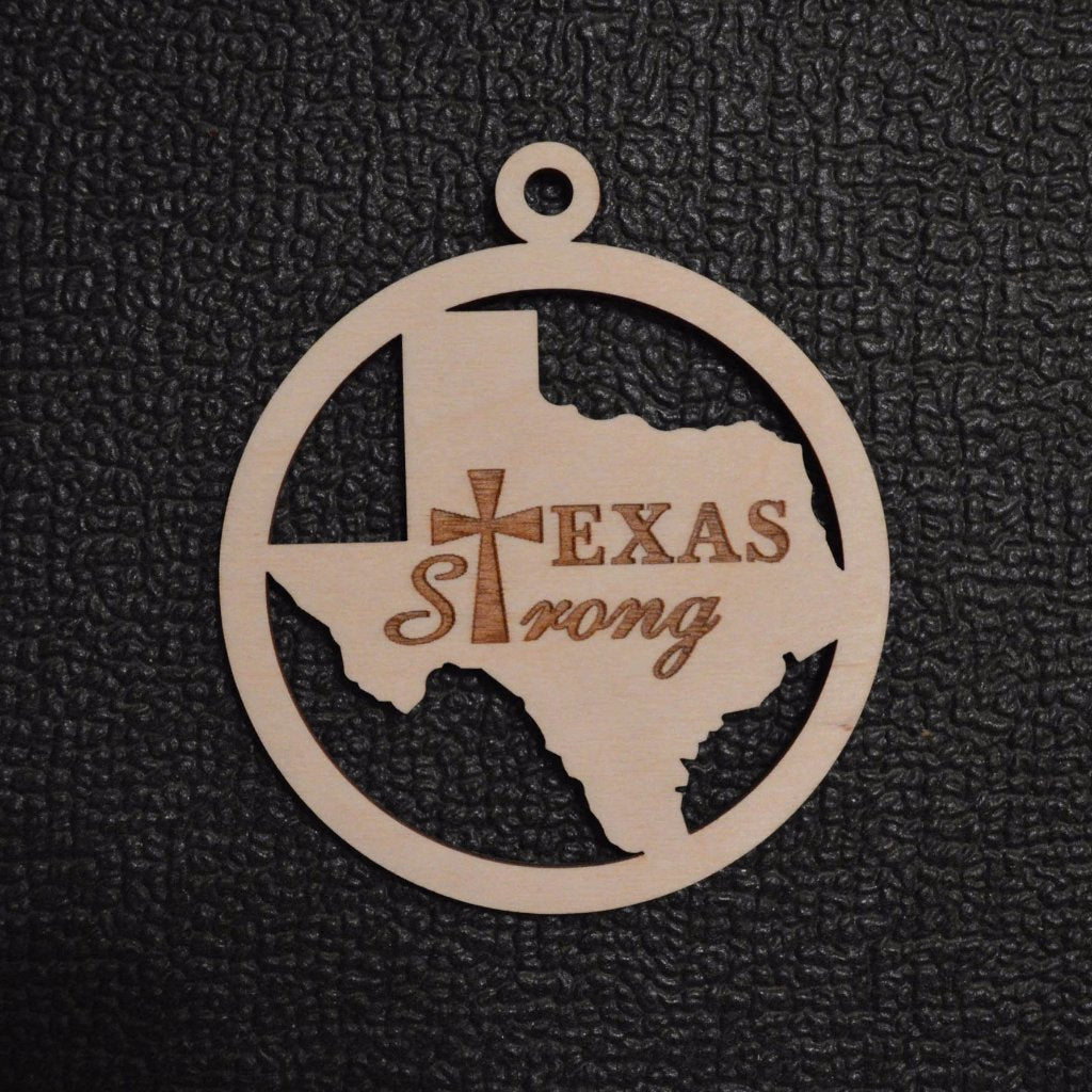 Texas Strong Engraved Ornament Unfinished Wood Cutout