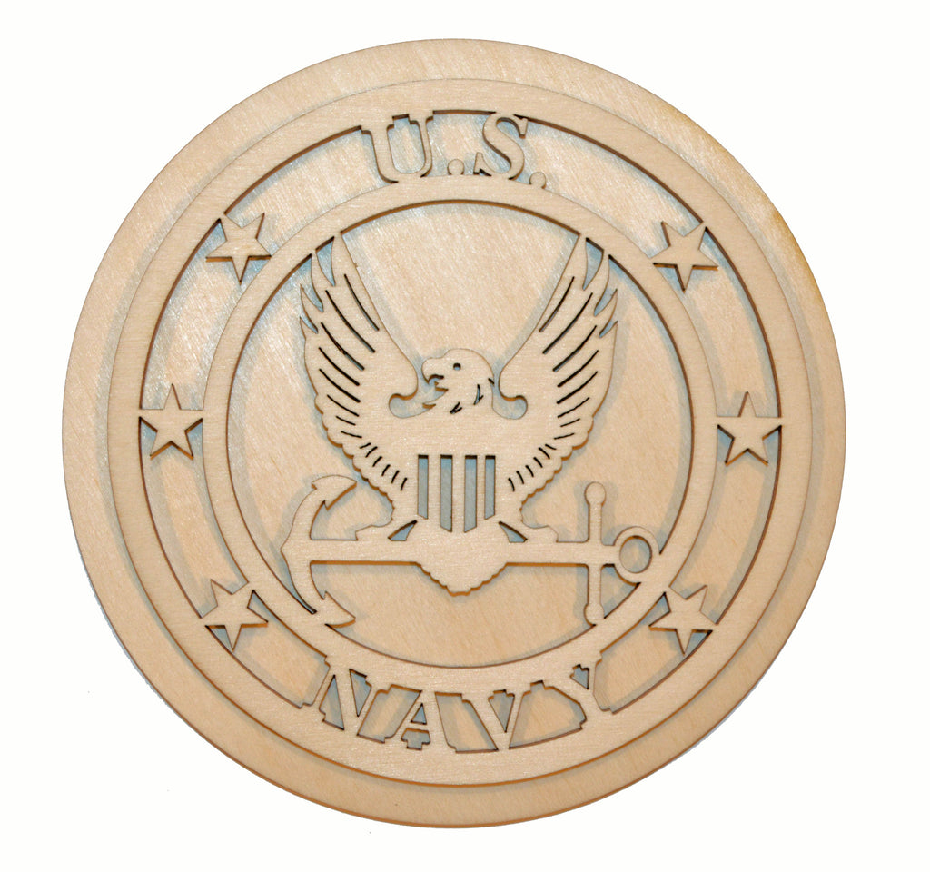 U.S. Navy Badge Unfinished Wood Cut Out Part # USN-05