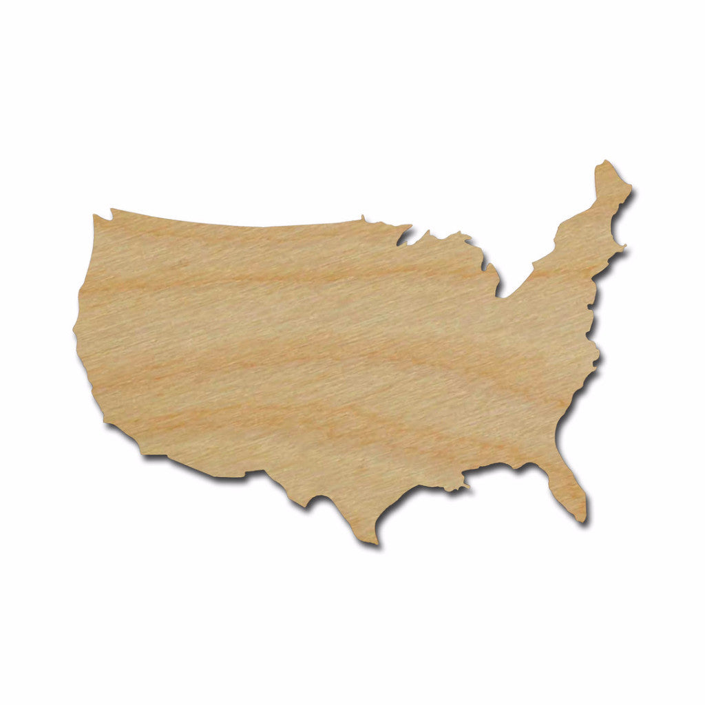 United States Shape Unfinished Wood Cutout USA Variety of Sizes