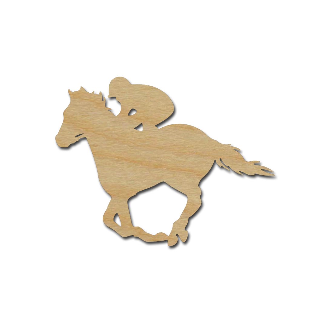 Horse Jockey Shape Derby Racing Unfinished Wood Cutouts Variety of Sizes