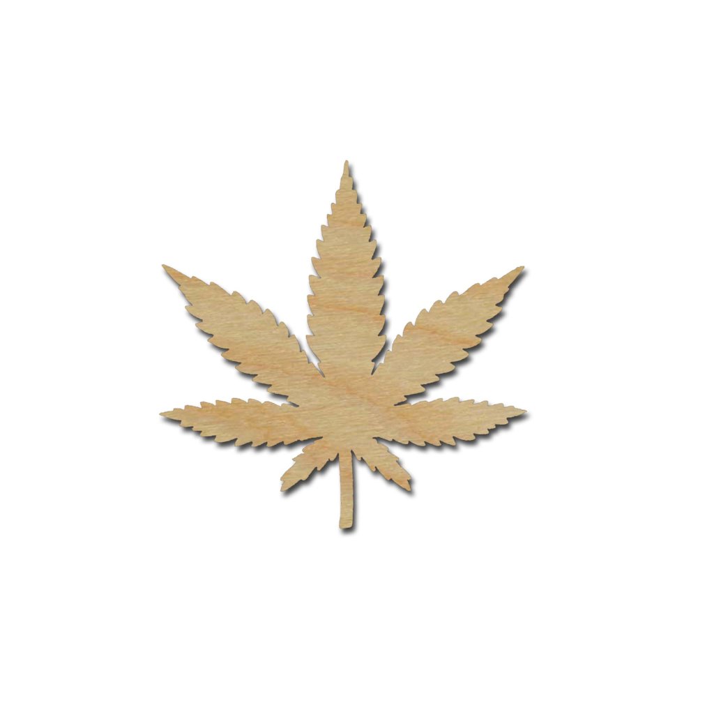 Cannabis Leaf Shape Unfinished Wood Craft Cutout