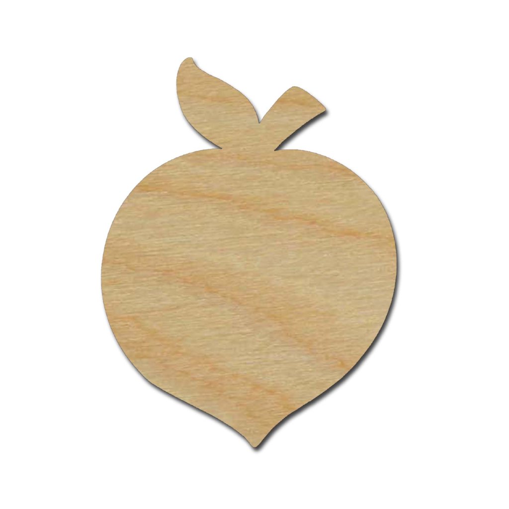 Peach Shape Unfinished Wood Fruit Craft Cutouts Variety of Sizes