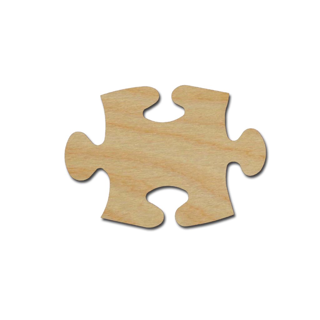 Puzzle Piece Shape Unfinished Wood Craft Cutout Variety of Sizes