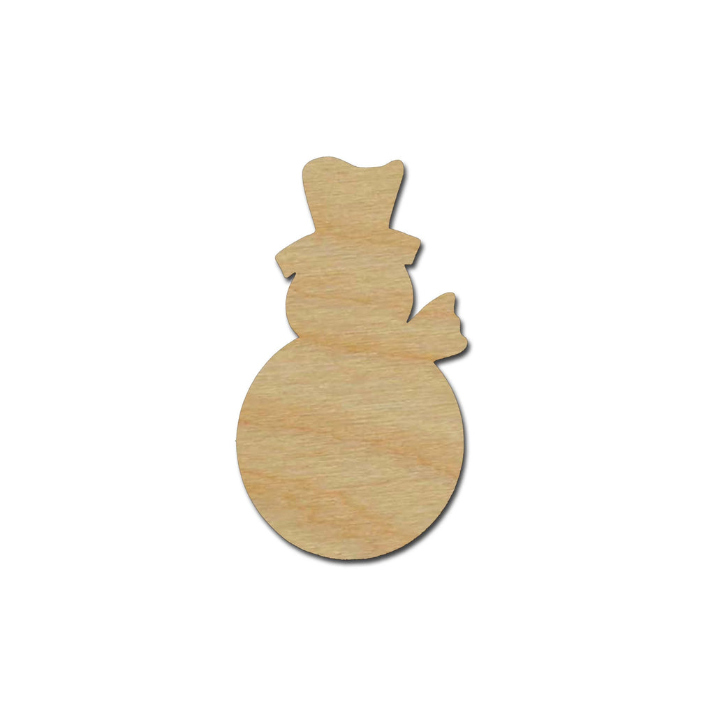 Snowman With Scarf Shape Unfinished Wood Cutout Variety of Sizes
