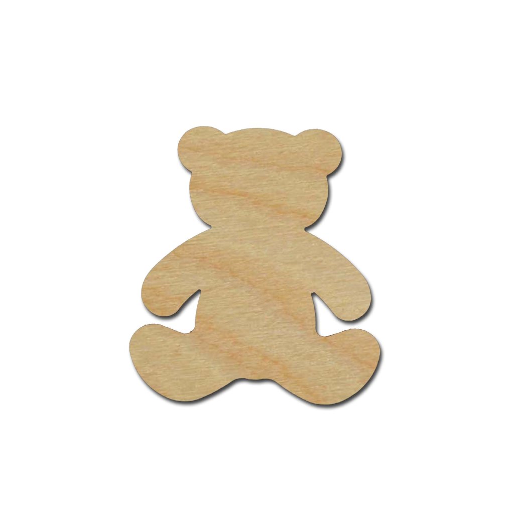 Teddy Bear Shape Unfinished Wood Craft Cutout Variety of Sizes